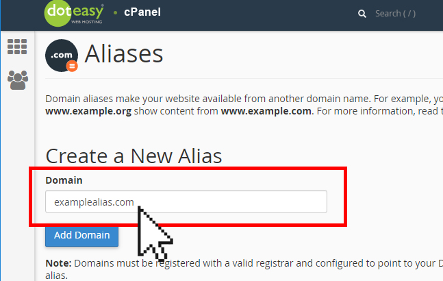 how to create alias domain in cpanel